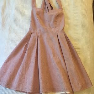 Pink and white striped skater dress